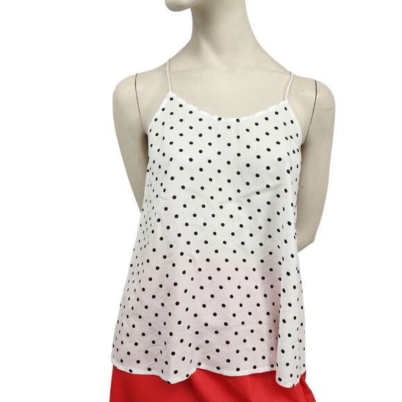 No Boundaries Camisole Tank Top Juniors Size Medium White Black Polka Dot - Picture 2 of 9